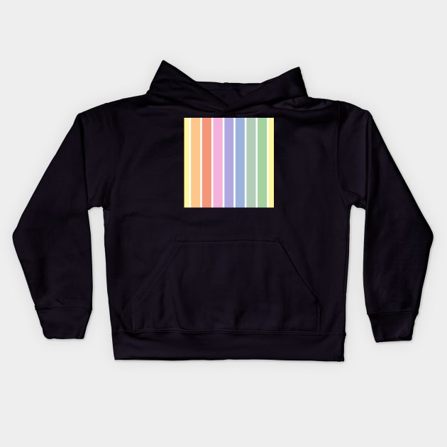Vintage white and bright pastel rainbow stripes - vertical Kids Hoodie by bettyretro